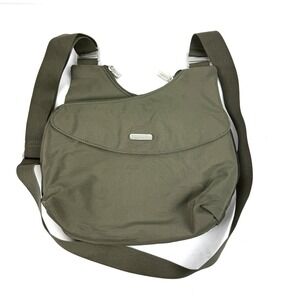 Baggallini Criss Cross Crossbody Bag Olive Green Nylon Handbag Travel Everyday